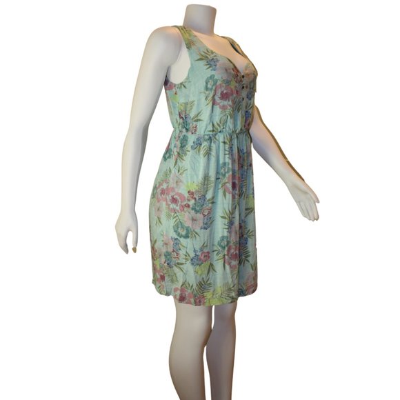 EDC Esprit Floral Blue Casual Summer Mini Dress - Picture 4 of 8
